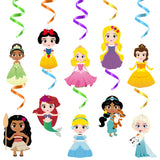 DoreHoan 30Pcs Princess Swirl Decorations Birthday Party Supplies Cartoon Princess Designed Hanging Whirl Streamers Ceiling Spiral Room Decor Favors Princess Birthday Party Supplies for Kids Girls