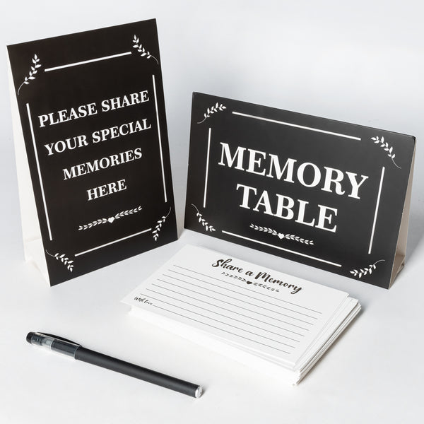 DoreHoan 53Pcs Share of Memory Cards for Funeral Guest Book with Pen to Share Memory and Farewell Memorial Table Sign Decorations for Birthday Graduation Retirement Party Wedding Anniversary in Loving