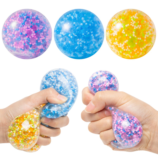 DoreHoan 3Pcs Stress Balls for Kids Fidget Toys Colorful Water Bead Filled Sensory Ball Novelty Squeeze Toys for Autism, Anxiety, Ideal Pressure Relief Gifts for Adult Wrist Rehab Therapy Hand Ball