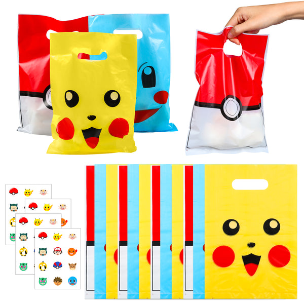 DoreHoan Cartoon Party Bags Party Include Cartoon Stickers for Kids Cute Cartoon Goodie Favors Bag Candy Treat Bags Video Game Themed Plastic Loot Bags Parties Supplies Decorations for Birthday Party